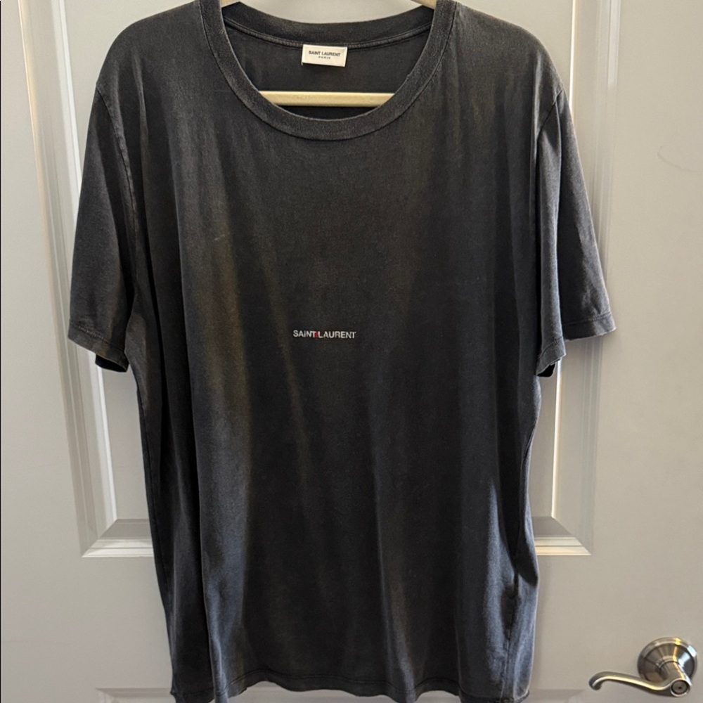 Saint Laurent Rive Gauche destroyed Short Sleeve Tee